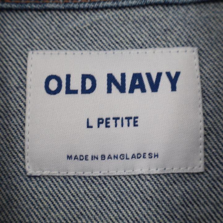 Old Navy Womens Denim Trucker Jacket Medium Wash Blue Cotton L Petite