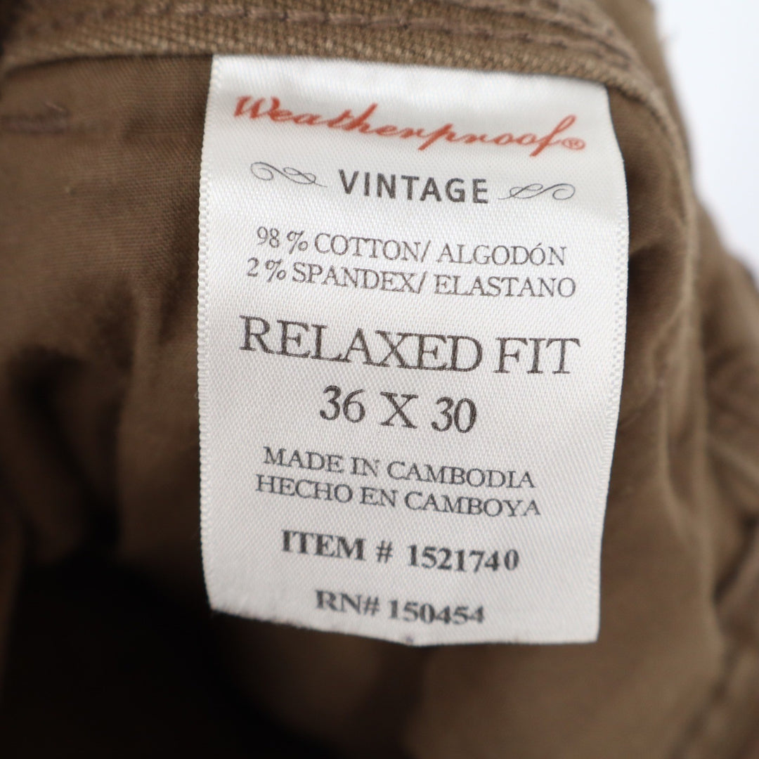 Weatherproof Vintage Mens Relaxed Fit Utility Pants Brown 36x30