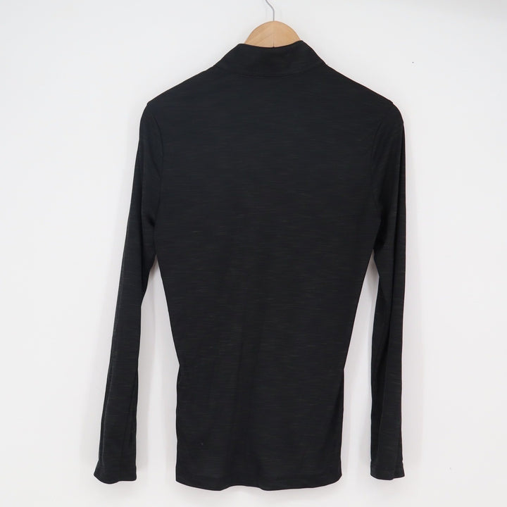 Adidas Mens Black Quarter Zip Pullover EY Logo Space Dye Athletic Top Size M