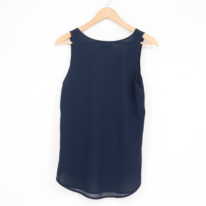 My Michelle Navy Blue Sleeveless Zipper Pocket Tank Top Side Zips Medium