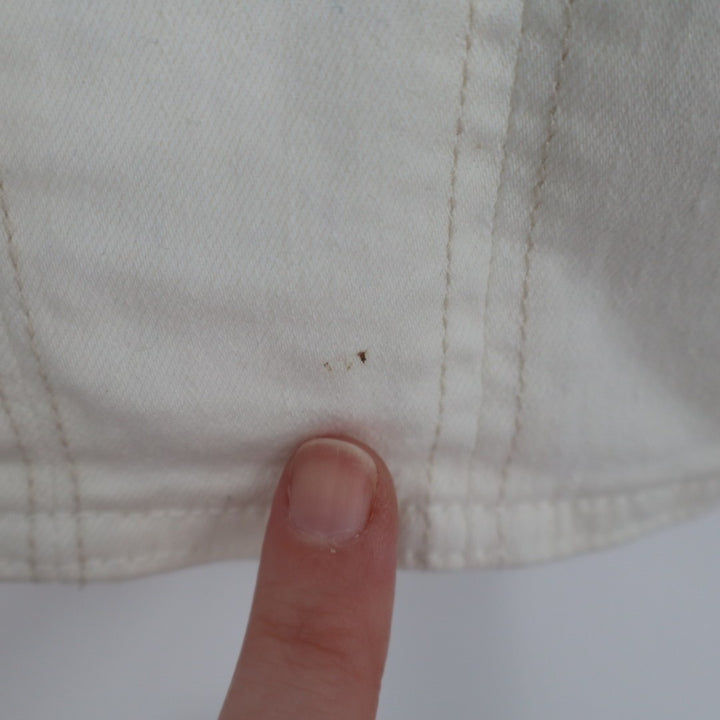 Zara Corset Top Womens Large White Denim Cotton Stretch Back Zip Wide Strap