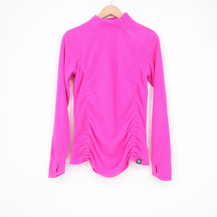 Hot Pink Fleece Mock Neck Ruched Pullover Top Size M
