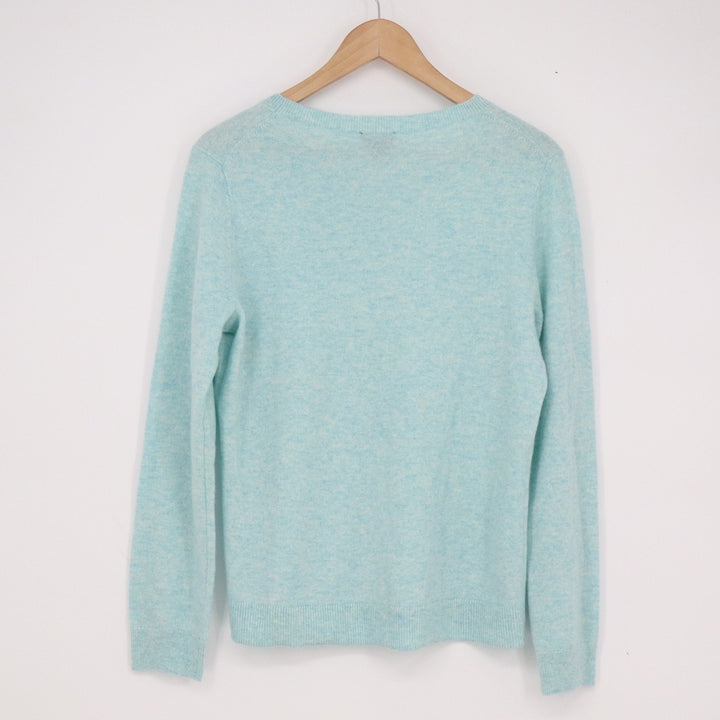 Talbots Pure Cashmere Crewneck Sweater Light Blue Heathered Knit Size L