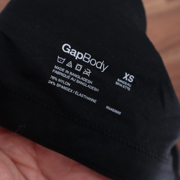 Gap GapBody Super Stretch Bandeau Bralette Bra Womens XS Black Nylon Strapless