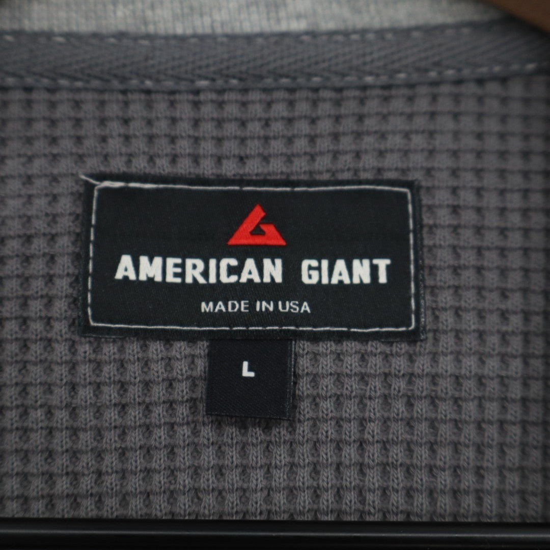 American Giant Colorblock Summit T-Shirt Mens Large Gray Waffle Knit Long Sleeve