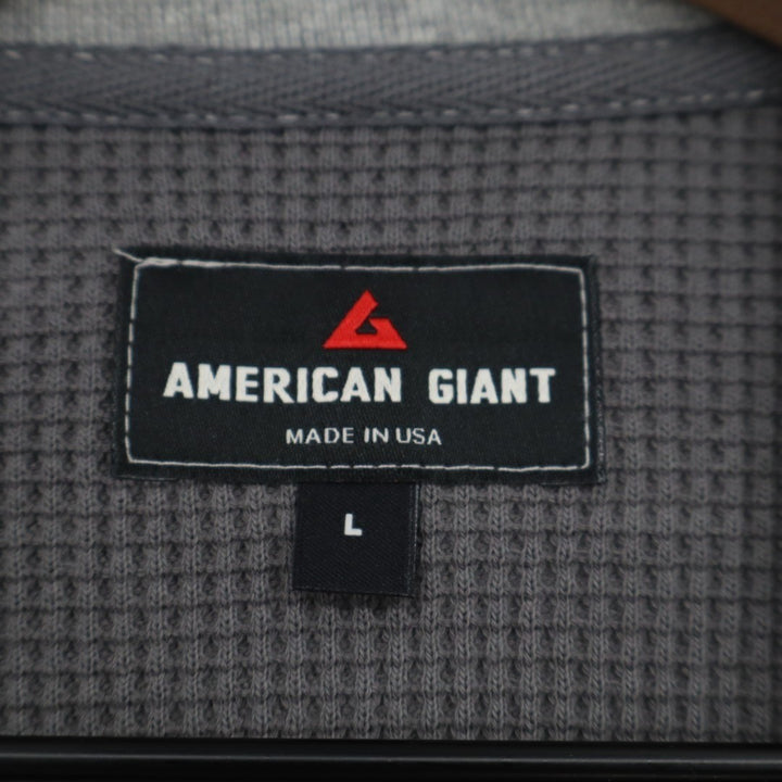 American Giant Colorblock Summit T-Shirt Mens Large Gray Waffle Knit Long Sleeve