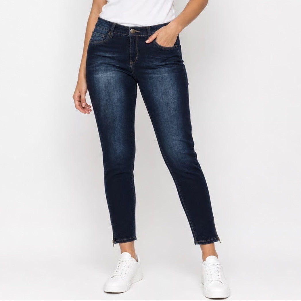 Royalty for Me Womens 14W Dark Wash Skinny Ankle Zip Jeans High Rise Denim