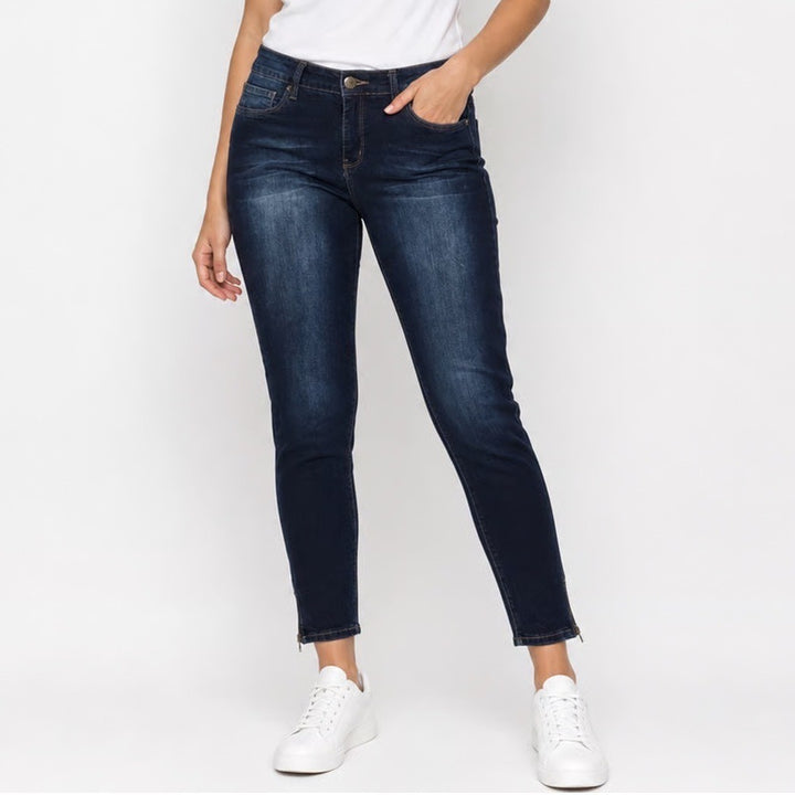 Royalty for Me Womens 14W Dark Wash Skinny Ankle Zip Jeans High Rise Denim