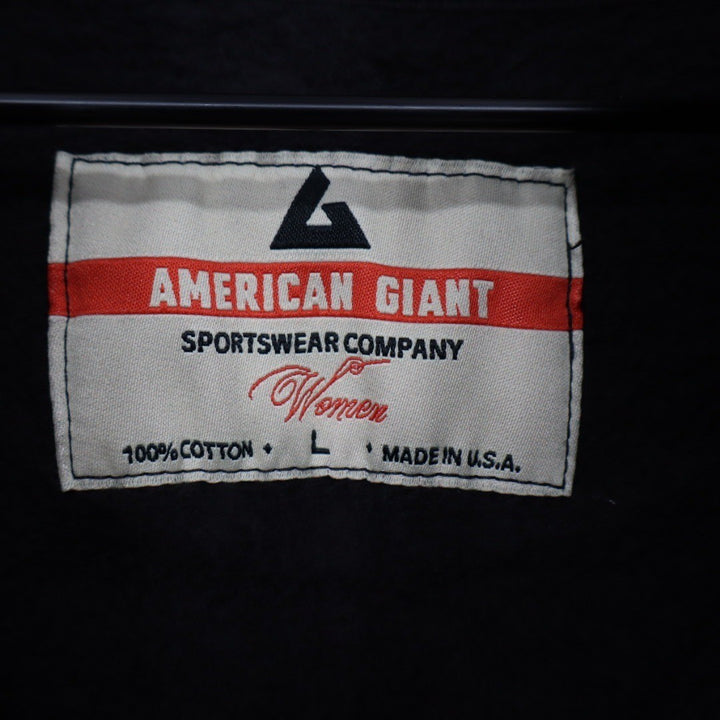 American Giant Womens Black Cotton Full Zip Hoodie Sweatshirt Size L