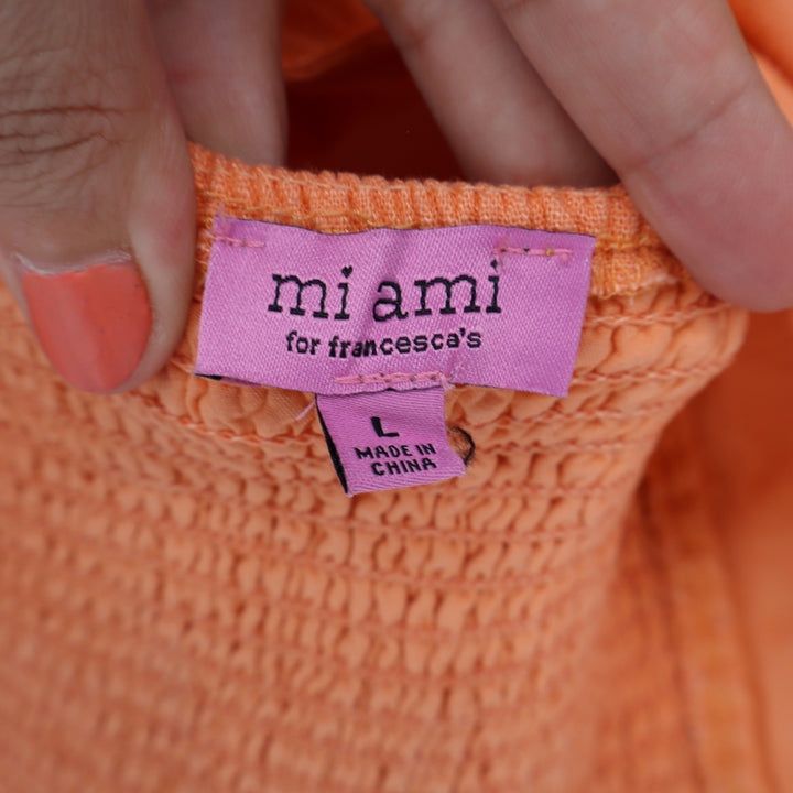 Mi Ami for Francesca's Orange Linen Blend Twist Front Crop Top Large TFD60193