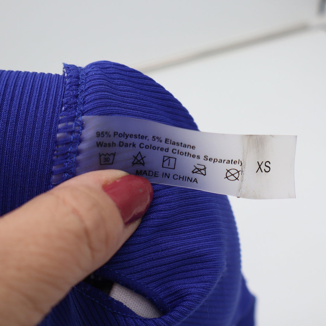 Unbranded Bikini Top Womens XS Blue Ribbed Triangle Adjustable Excellent