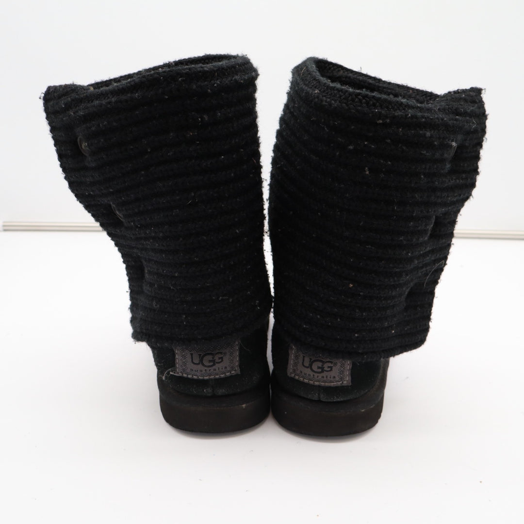UGG Classic Cardy 5819 Bootie Womens US 9 Black Knitted Buttons Mid Calf Boots