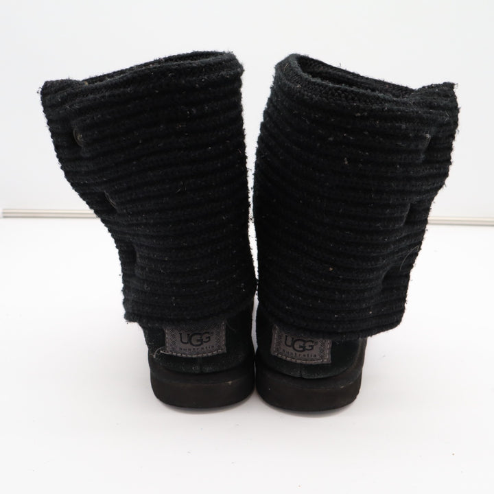 UGG Classic Cardy 5819 Bootie Womens US 9 Black Knitted Buttons Mid Calf Boots