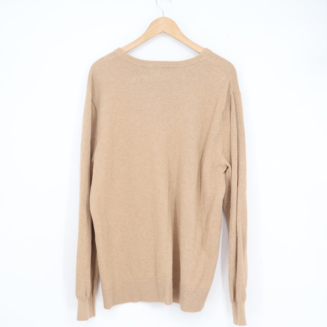 Goodfellow & Co Mens XL Tan Camel 100% Cotton Textured Crew Neck Sweater