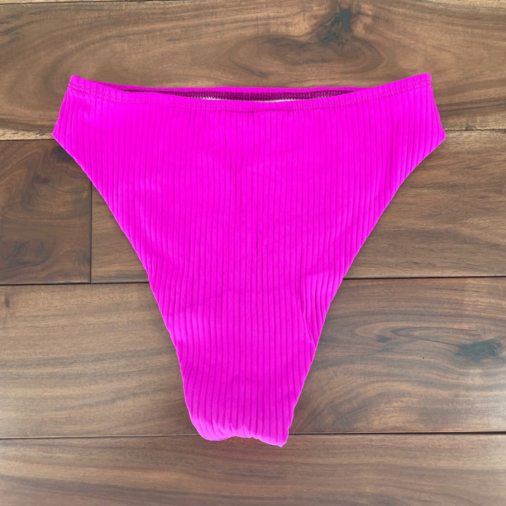 Lulus High Waisted Bikini Bottoms Fuchsia Pink Size S