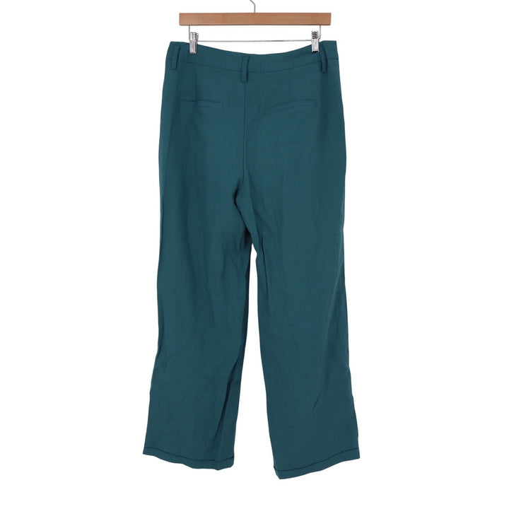 A New Day Teal Green Pleated Wide Leg High Rise Trousers Pants Womens Size 10