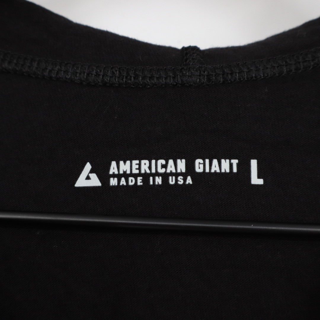 American Giant Hoodie Womens Large Black Full Zip Pockets Ribbed Outdoor Casual