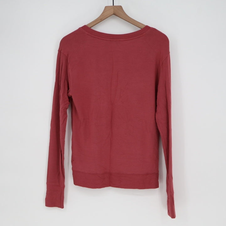 Athleta Sunrise Sweatshirt Womens Small Dusty Rose V-Neck Thumb Holes Sleeve