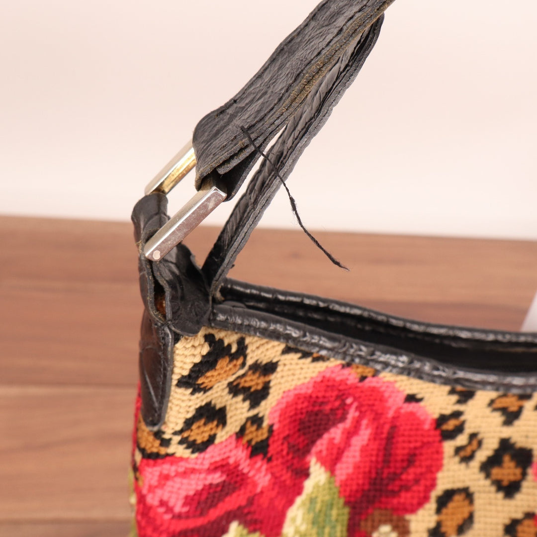 Clever Carriage Company Women Multi Floral Leopard Print Decorative Shoulder Bag