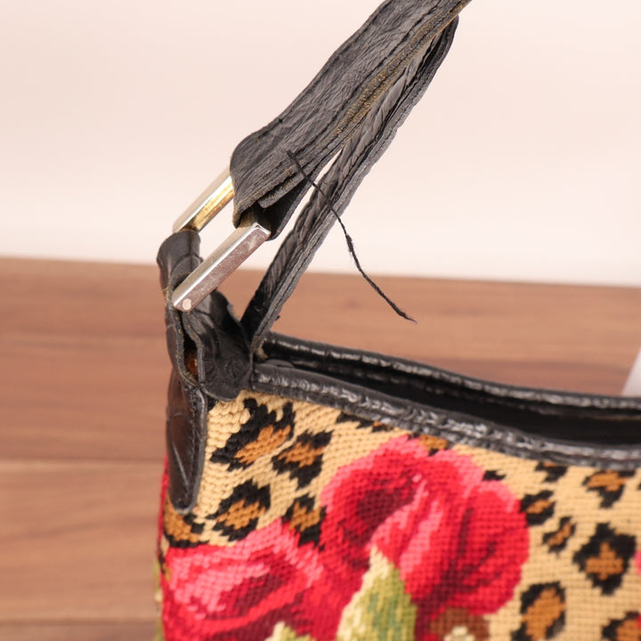 Clever Carriage Company Women Multi Floral Leopard Print Decorative Shoulder Bag