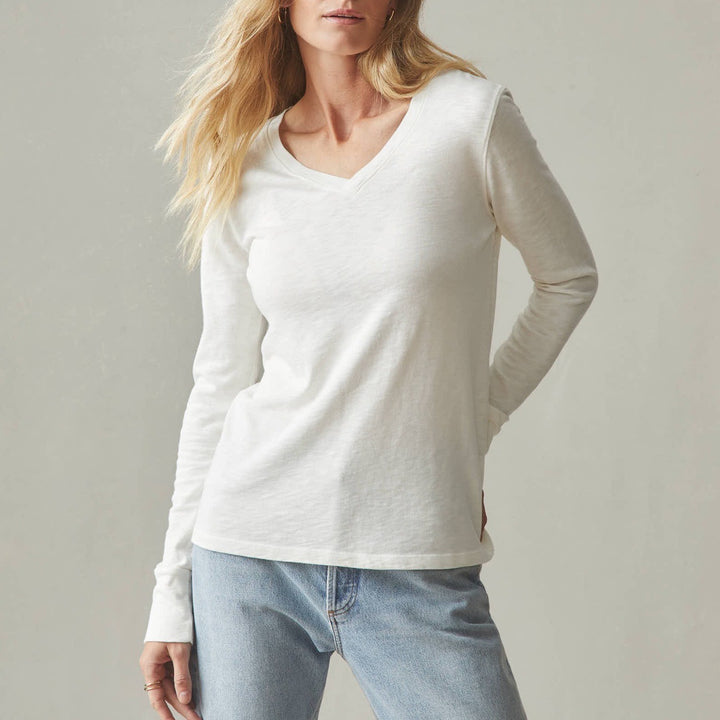 American Giant Women's Premium Slub Long Sleeve V-Neck Tee Size M