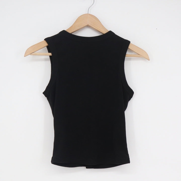 Matunana Black Ribbed Button Front Sleeveless Tank Top Size Small