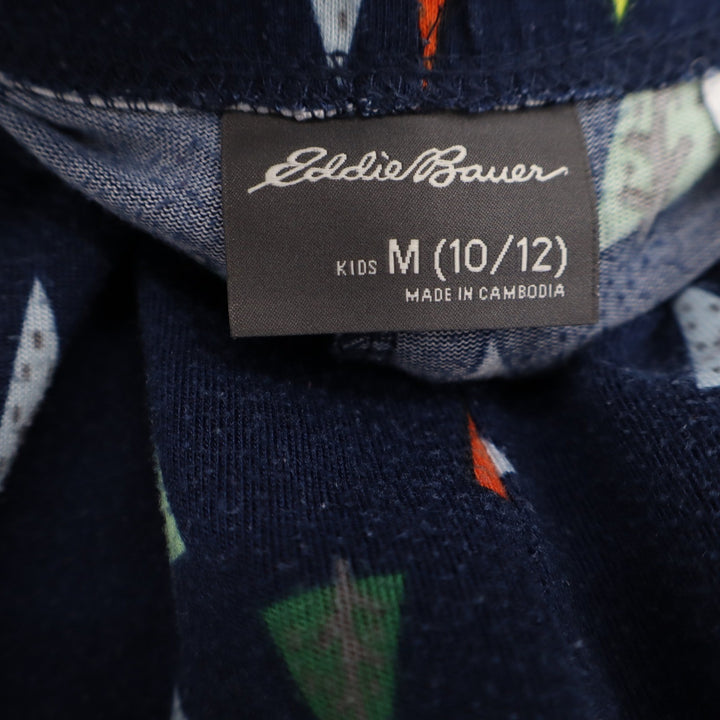 Eddie Bauer Pajama Shorts Kids M 10/12 Navy Blue Tree Print Sleepwear Excellent