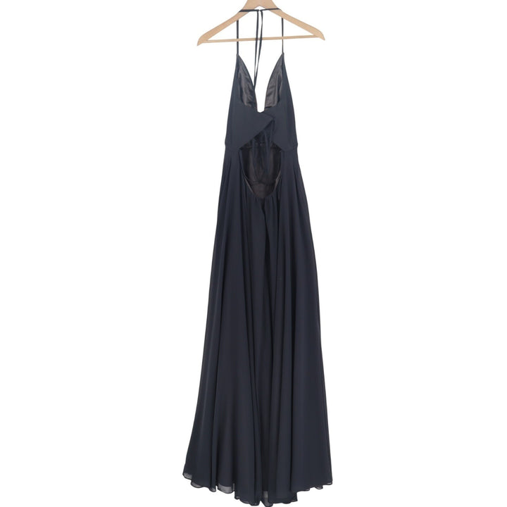 Faviana Prom Maxi Dress Womens Small Black Pleated Halter Neck Cut Out Back
