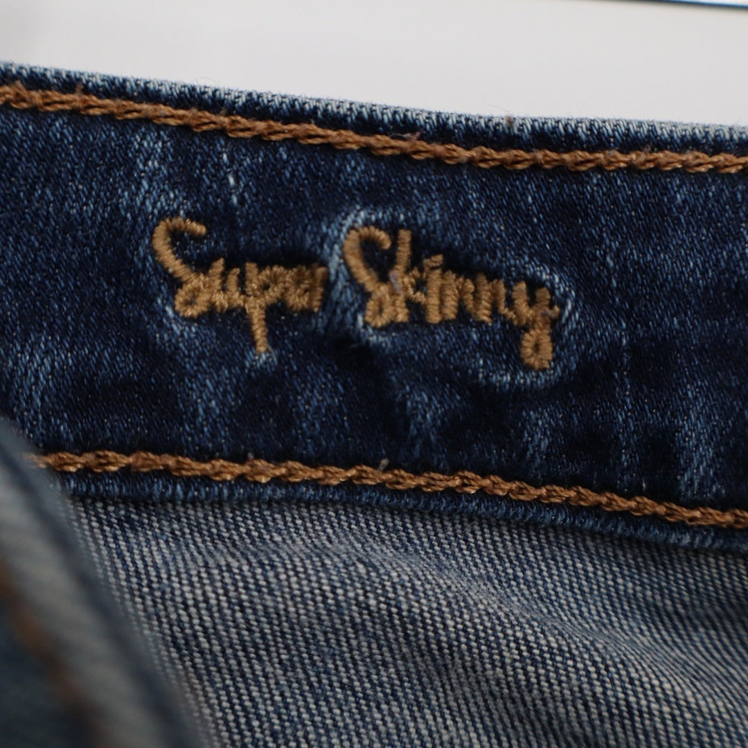 Decree Super Skinny Jeans Womens 3 Medium Wash Distressed Ripped Denim Low Rise