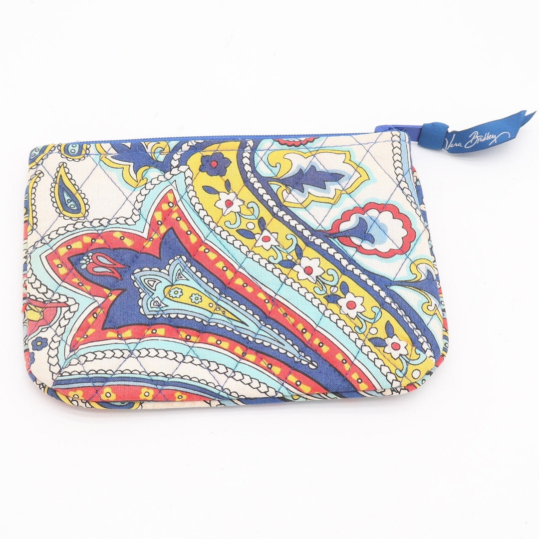 Vera Bradley Marina Paisley Quilted Cotton Cosmetic Pouch Blue Red Zip Bag