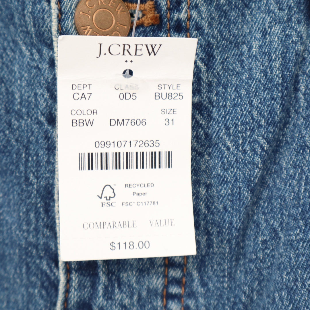 J.Crew Full Length Wide-Leg Jeans Blue Button Fly High Rise Size 31
