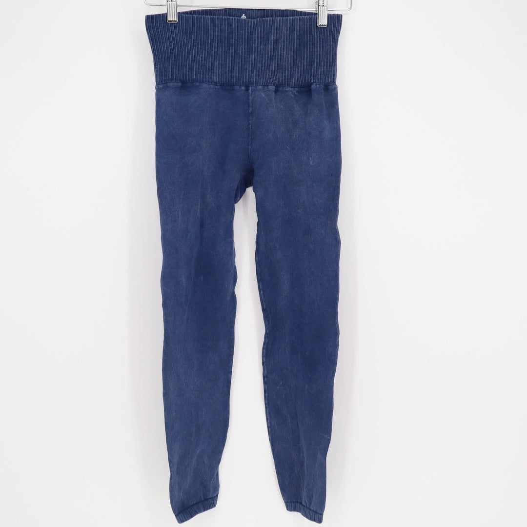 Free People Movement Good Karma Leggings Navy Acid Wash High Rise M/L