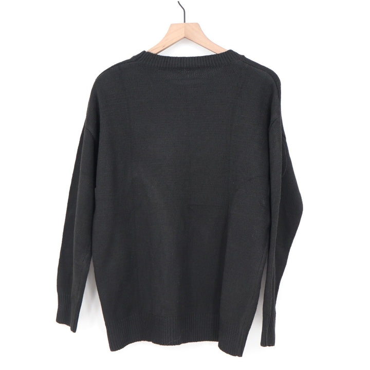 Unbranded Black Love Embroidered Crew Neck Knit Sweater Large Pink Red Graphic