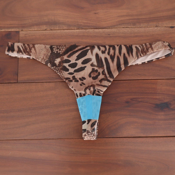 ASOS DESIGN Leopard Animal Print High Leg Thong Bikini Bottoms Size US 4