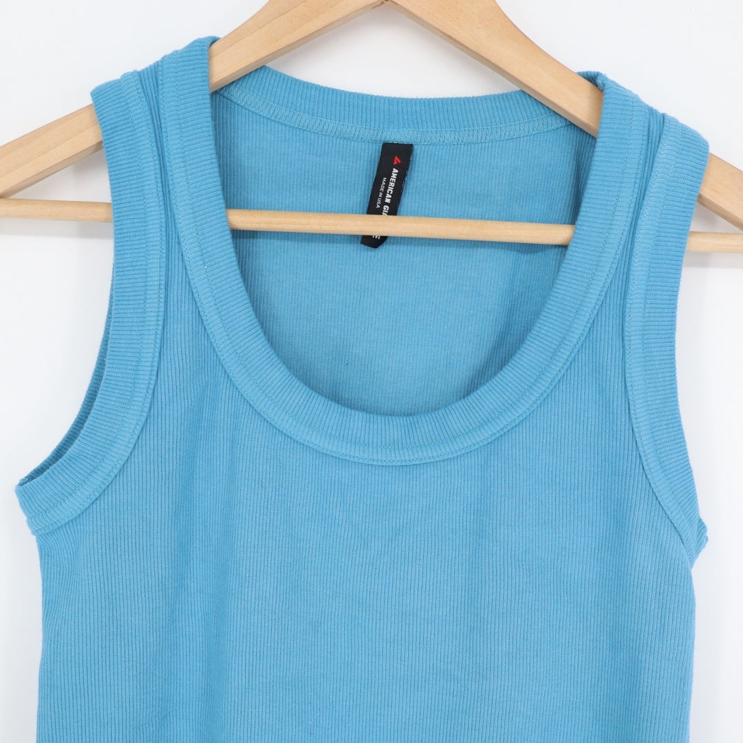 American Giant Ribbed Tank Womens Medium Blue Cotton Stretch Round Neck Pullover