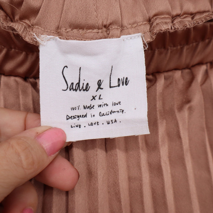 Sadie & Love Skirt Womens XL Rose Gold Pleated Midi Excellent