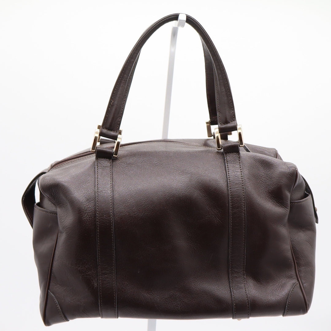 Pierre Cardin Satchel Bag Womens Medium Boston Dark Brown Leather Vintage Fair