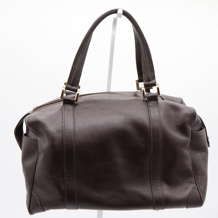 Pierre Cardin Satchel Bag Womens Medium Boston Dark Brown Leather Vintage Fair