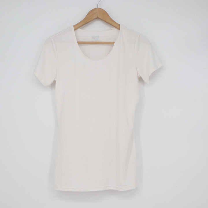 32 Degrees Cool Womens Scoop Neck Short Sleeve T-Shirt Off White Size S