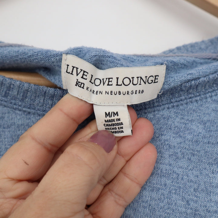 Karen Neuburger Live Love Lounge Heather Blue Raglan Pullover Top Size M