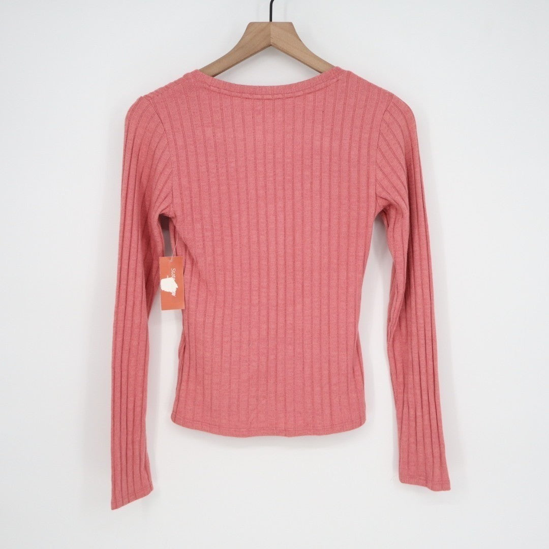State of Day Intimates Pajama Top Womens XS Cinder Rose Pink Ribbed Henley Neck