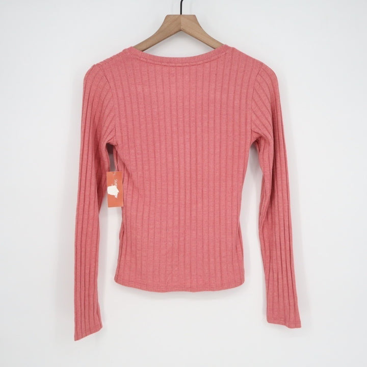 State of Day Intimates Pajama Top Womens XS Cinder Rose Pink Ribbed Henley Neck