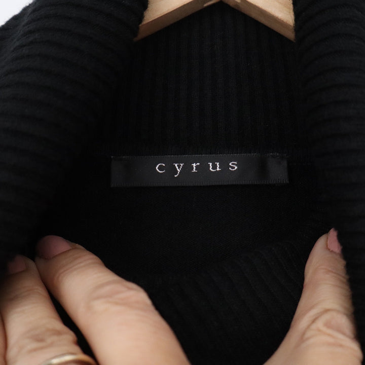 Cyrus Womens Turtleneck Sweater Black Long Sleeve High-Low Hem New M