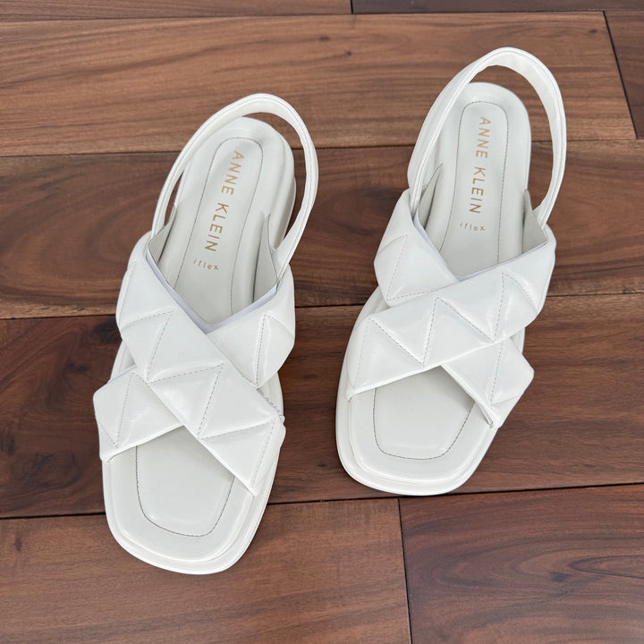 Anne Klein Akartise White Memory Foam Slingback Sandals Women's 8.5M