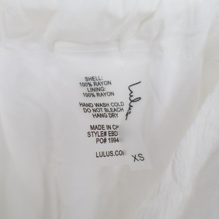 Lulus Santorini Sun Swim Cover-Up Dress Womens XS White Pleated Drawstring Waist