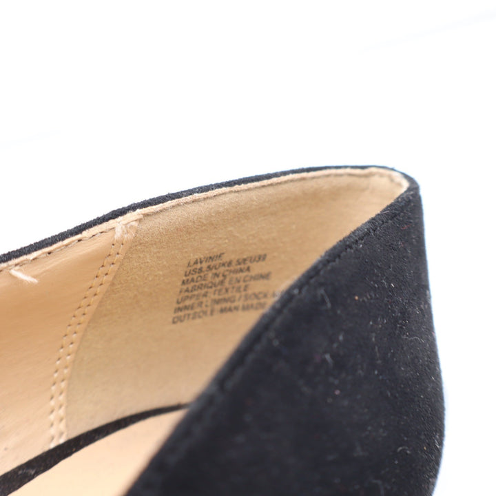 JustFab Lavinie Black Faux Suede Round Toe Block Heel Pumps Womens 8.5