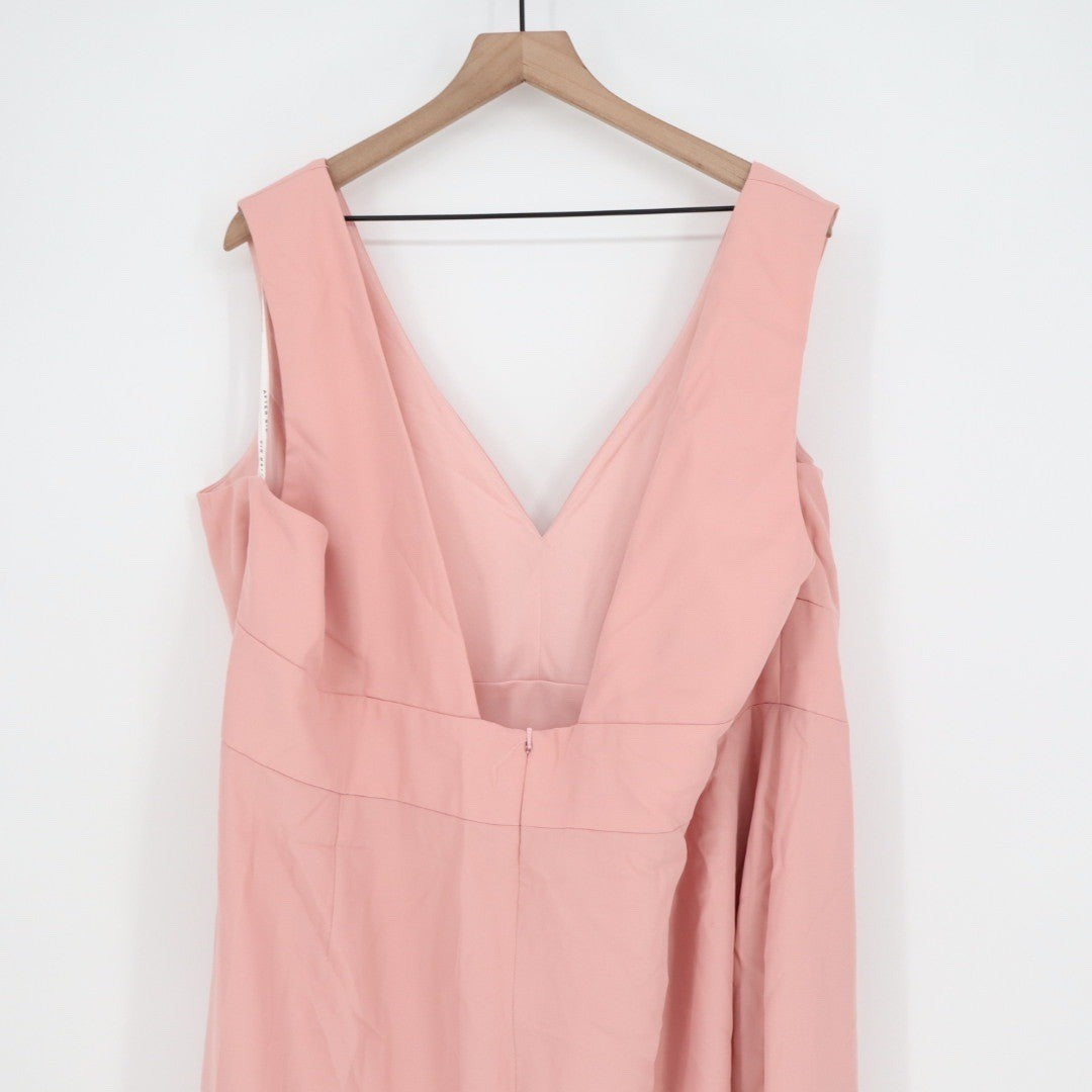 AFTER SIX Style 6857 Blush Pink V Neck Sleeveless Formal Gown Dress 28W