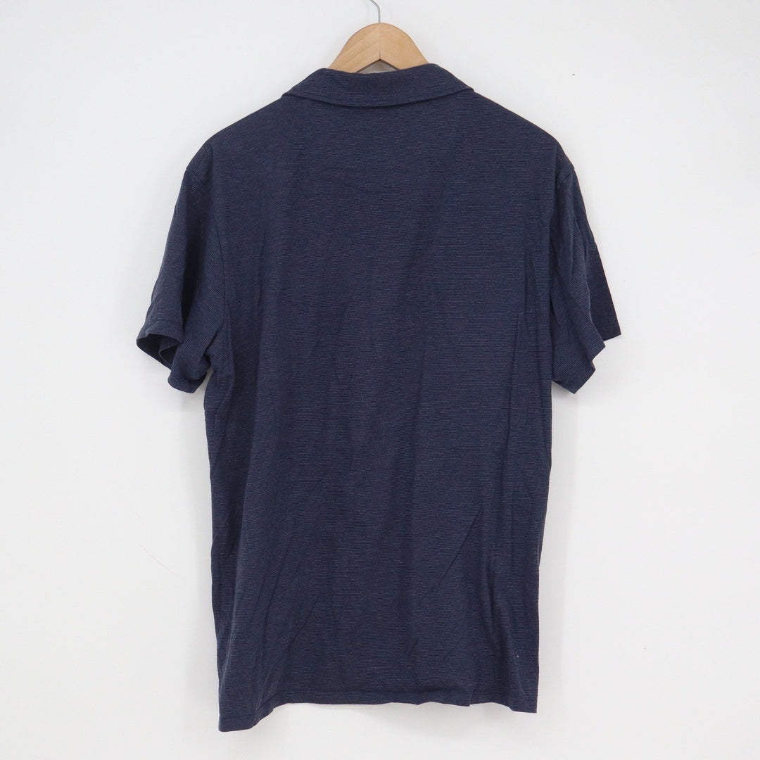 Grayers Clothiers Mens Large Navy Blue Heathered Cotton Blend Short Sleeve Polo