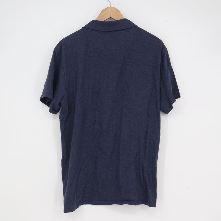 Grayers Clothiers Mens Large Navy Blue Heathered Cotton Blend Short Sleeve Polo