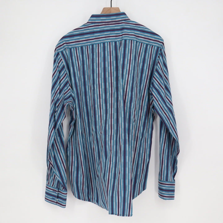 Robert Graham Classic Fit Striped Embroidered Long Sleeve Button Up Shirt XL